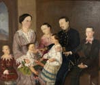 Italiaanse school (XIX) - Ritratto di famiglia, Antiek en Kunst