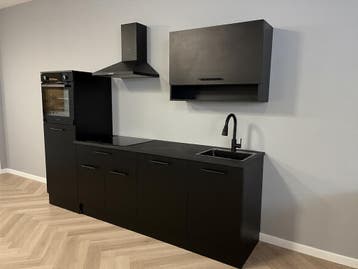 ACTIE Nieuwe keuken compleet met apparatuur 260cm breed, Nieuw, Zwart, Enkelwandige keuken