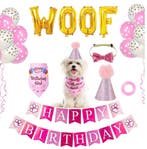 Verjaardags set WOOF voor de hond 6 delig  Roze, Ophalen of Verzenden, Nieuw