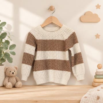 Primark bruin-wit gestreepte trui maat 90, Gebruikt, Jongen of Meisje, Trui of Vest, Ophalen of Verzenden