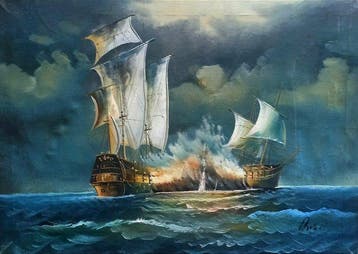 Battaglia navale - Paneel - Canvas - Schilderij