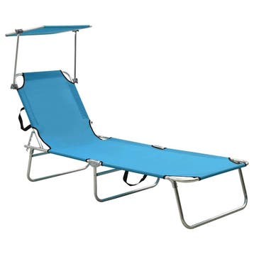 vidaXL Ligbed inklapbaar met luifel aluminium blauw, Verzenden, Nieuw
