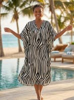 Boho rayon kaftan jurk - Zwart Wit Zebra Flow, Ophalen of Verzenden, Nieuw