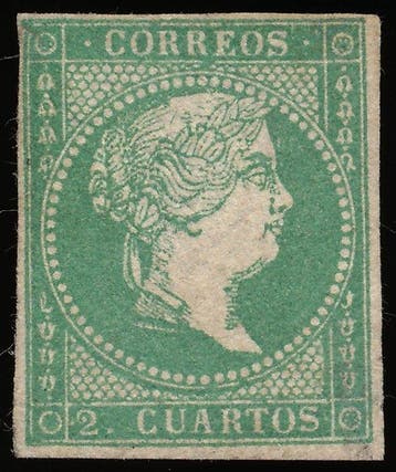 Spanje 1855 - Isabel II - EDIFIL - 43 - DOS CUARTOS VERDE -, Gestempeld