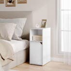 Smal Nachtkastje met Deur en Open Vakken – Verstelbaar, Verzenden, Nieuw