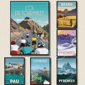 Vintage Poster Collectie: Frankrijk, Spanje, Pyreneeën & Fie, Verzenden, Nieuw