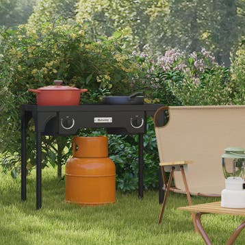 Outsunny Draagbaar Dubbel Propaan Gasfornuis - 92000 BTU/u -, Verzenden, Nieuw
