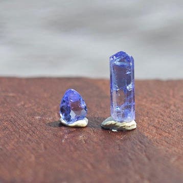 0,75 ct Tansanietset, ruw + gefacetteerde steen- 0.15 g