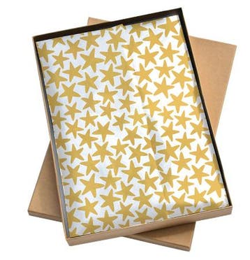 200 vellen Zijde vloeipapier stars sterren goud - leuk in..., Diversen, Cadeaupapier, Ophalen of Verzenden, Nieuw