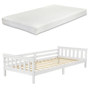 Kinderbed Nuuk met matras en uitvalbeveiliging 90x200 wit, Verzenden, Nieuw
