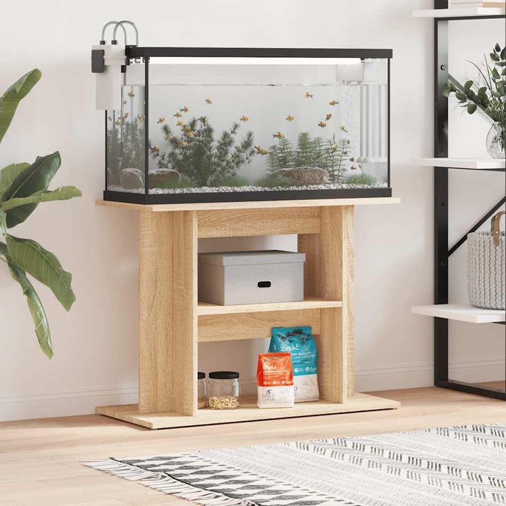 vidaXL Aquariumstandaard 80x35x60 cm bewerkt hout sonoma, Dieren en Toebehoren, Overige Dieren-accessoires, Nieuw, Verzenden