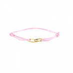 Forever knots® Handgemaakte Roze Satijn armband met Goude.., Ophalen of Verzenden, Zo goed als nieuw, Overige kleuren, Goud