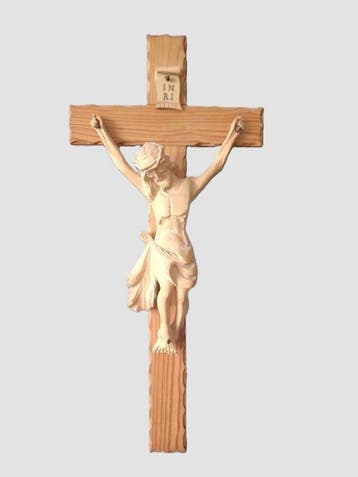 Snijwerk, Altes Holzkreuz mit gekreuzigten Jesus - 73 cm -