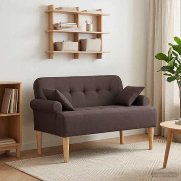 vidaXL Loungebank met knopencomfort Donkerbruin 120 x 65 x, Verzenden, Nieuw, Stof, Minder dan 150 cm