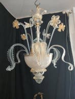 Lamp - Hanglamp van geblazen glas - Murano fusie in goud, Antiek en Kunst