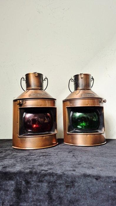 Navigation lamp (2) - Koper, Glas, Antiek en Kunst, Curiosa en Brocante