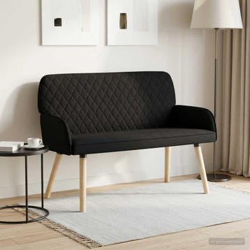 vidaXL 2-zitsbank met massief houten poten 2-zits Zwart, Verzenden, Minder dan 150 cm, Stof, Nieuw