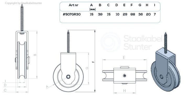 Katrollen met schroefdraad 30mm, Doe-het-zelf en Verbouw, IJzerwaren en Bevestigingsmiddelen, Verzenden