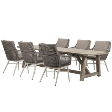 Tivoli Ravello dining tuinset 250x100xH76 cm 7 delig rope, Tuin en Terras, Tuinsets en Loungesets, Ophalen of Verzenden, Nieuw