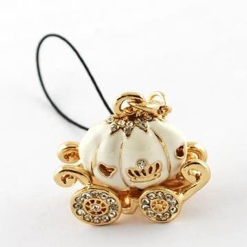 Schitterende sleutelhanger / tashanger pompoen strass wit..., Ophalen of Verzenden, Nieuw, Bedel