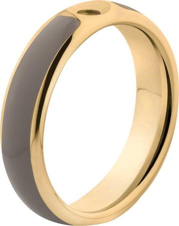 Melano Twisted Tracy resin ring - dames - goldplated + taupe, Verzenden, Nieuw