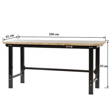 Werkbank zwart 200 cm met hardhouten blad open model, Ophalen of Verzenden, Nieuw