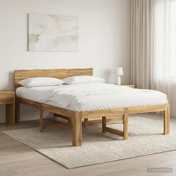 vidaXL Tweepersoonsbed met hoofdeinde ROSTOCK Wit 135 x 190, Verzenden, Wit, Nieuw, Twijfelaar