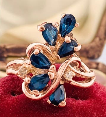 Zonder minimumprijs - Ring - 9 kt. Roségoud, Zilver Saffier, Nieuw