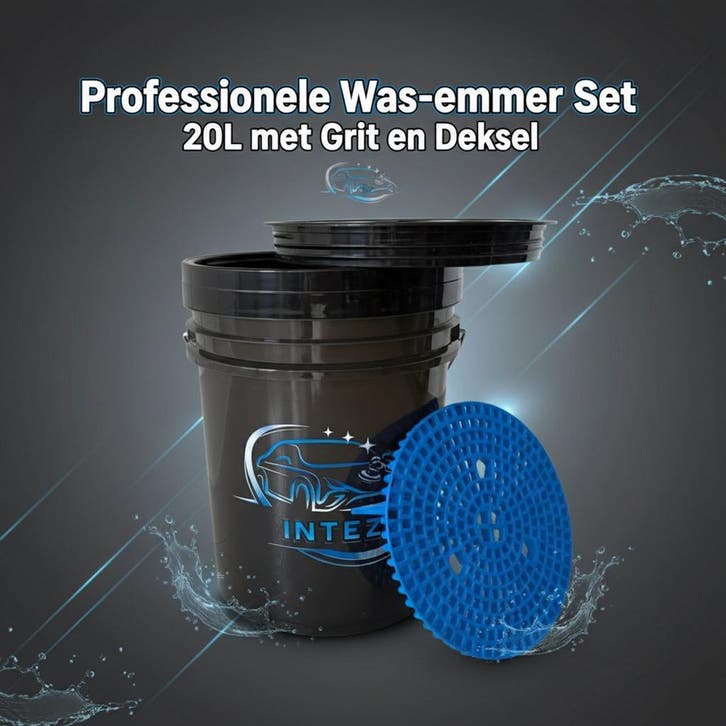 Professionele 20L Was-emmer Set met Grit Guard &amp; Deksel, Auto diversen, Onderhoudsmiddelen, Ophalen of Verzenden