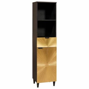 Badkamerkast Mangohout Zwart/Goud | Retourdeal 35% Korting, (Half)hoge kast, Minder dan 50 cm, Ophalen of Verzenden, Zo goed als nieuw