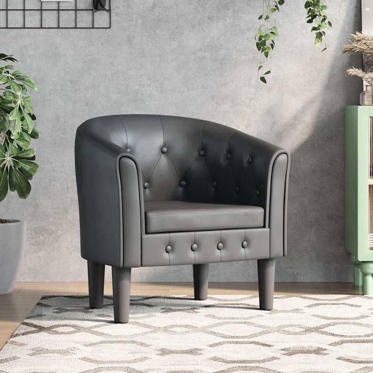 vidaXL Kuipstoel kunstleer grijs, Huis en Inrichting, Fauteuils, Nieuw, Verzenden