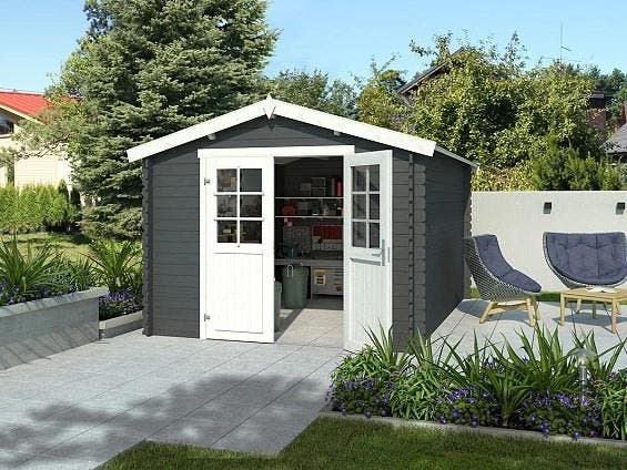 Outdoor Life Blokhut Norah Groen Geïmpregneerd 275 x 380 cm, Tuin en Terras, Tuinhuizen