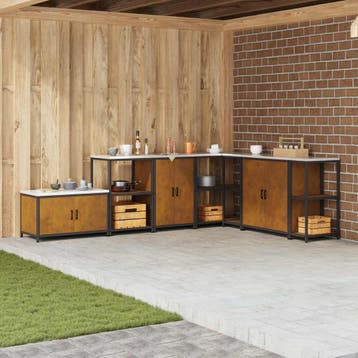 vidaXL Keukenopslag Kast HATTEM Roestig 60 x 50 x 92 cm, Verzenden, Nieuw, Bruin