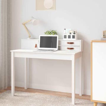 vidaXL Bureau 110x50x93 cm massief grenenhout wit, Verzenden, Nieuw