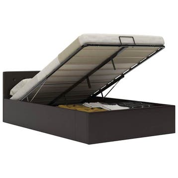 vidaXL Bedframe met opslag hydraulisch kunstleer grijs, Overige materialen, Verzenden, 140 cm, 200 cm