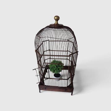 Antiek Vogelkooi - Hout - Vol houten vogel kooi