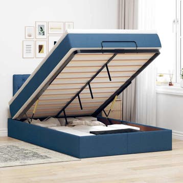vidaXL Bed met matras 120x200 cm stof blauw, Nieuw, Twijfelaar, 120 cm, 200 cm