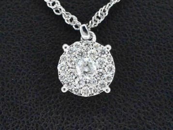 Witgouden hanger met briljant geslepen diamant, excl. ket, Nieuw