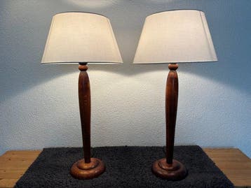 Lamp (2) - Hout - Noten Houten Lampen Set