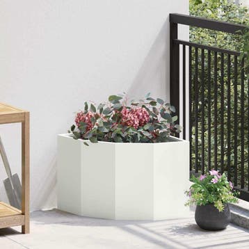vidaXL Hoek Plantbak Wit 45 x 45 x 35 cm Staal, Tuin en Terras, Verzenden, Minder dan 60 cm, Nieuw, Metaal