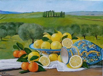V. Fiorani (XX) - Paesaggio con limoni, Antiek en Kunst