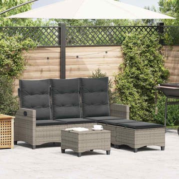vidaXL 3-delige Tuinbankstel met kussens L-vormig poly, Verzenden, Nieuw
