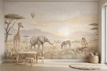 Giraffe behang kinderkamer – safari fotobehang op maat, Verzenden, Fotobehang