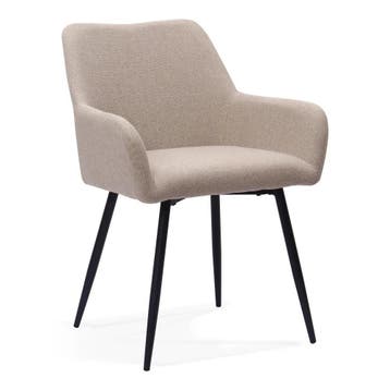 HMLUXURY Set van 2 eetkamerstoelen , grijs, metalen poten en, Huis en Inrichting, Verzenden, Zo goed als nieuw
