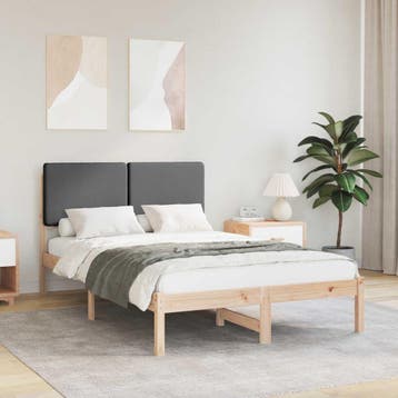 vidaXL Bedframe met Gevoerd Hoofdgedeelte Donkergrijs 120 x, Verzenden, Nieuw, Twijfelaar, Grijs
