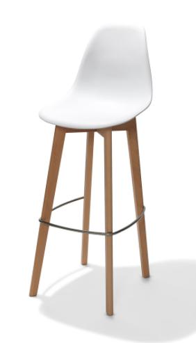 Barkruk | Zonder Armleuning | 47x53x119cm | Wit, Verzenden, Nieuw in verpakking