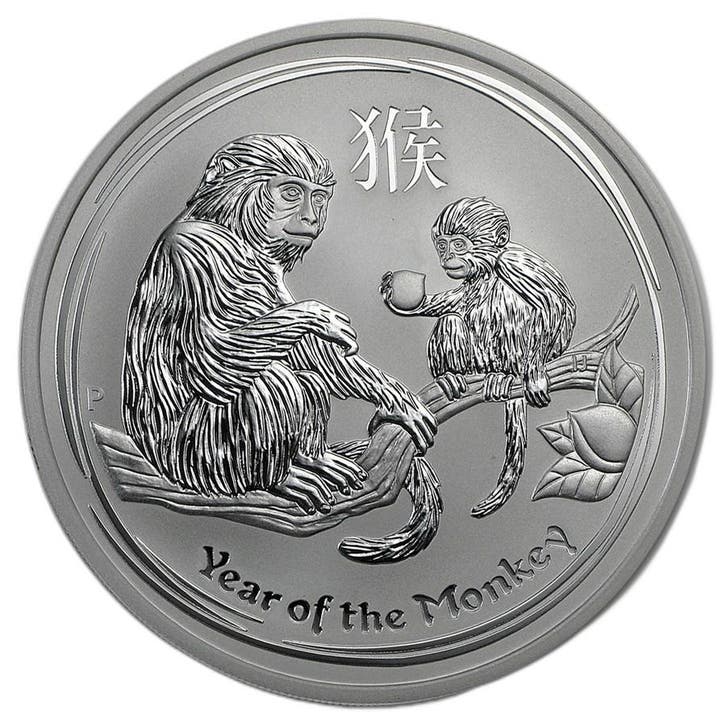 Zilveren Lunar munt Year of the Monkey 2016 5 troy ounce, Postzegels en Munten, Edelmetalen en Baren, Verzenden