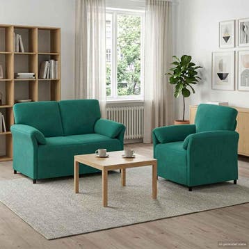 vidaXL Bankstel 2 st Turquoise Fluweel, Verzenden, Nieuw, Stof, Minder dan 150 cm