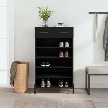 vidaXL Schoenenkast 60x35x105 cm bewerkt hout zwart, Verzenden, Nieuw
