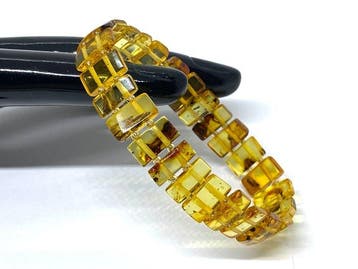 Stralend Baltisch Amber Armband - Rechthoekige stukken met